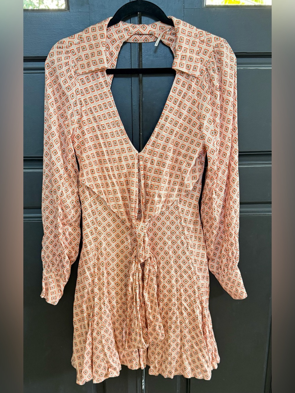 Free People It Takes Two Mini Dress Size Small Open Back Boho Geometric - Picture 2 of 9